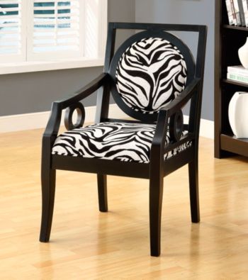 Monarch Zebra Fabric Accent Chair
