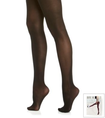 HUE® Black Opaque Control Top Pantyhose