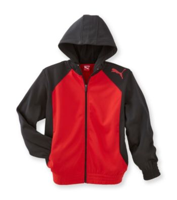 PUMA® Boys' 8-20 Black/Red Poly Fleece Hooded Jacket