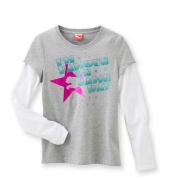 PUMA® Girls' 7-16 Grey Long-sleeve 