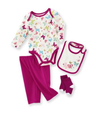 Cuddle Bear® Baby Girls' Purple Multi Butterfly Print Take-Me-Home 4-pc. Set