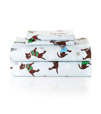 LivingQuarters Winter Dogs Heavy-Weight Flannel Sheet Sets