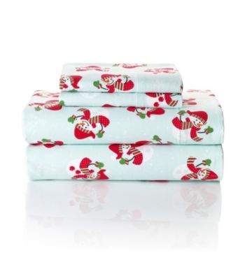 LivingQuarters Heavy-Weight Snowman Flannel Sheet Sets