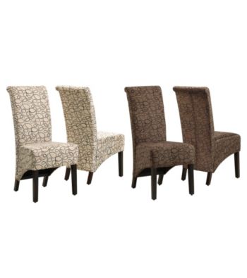 Monarch Set of 2 Swirl Fabric Parson Chairs