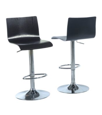 Monarch Set of 2 Black Bent Hydraulic Lift Barstools