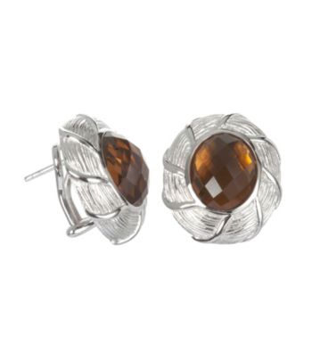 ARIVA Sterling Silver Ginger Quartz Bold Oval Earrings