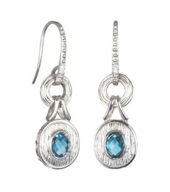 ARIVA Sterling Silver London Blue Topaz and Diamond Drop Earrings