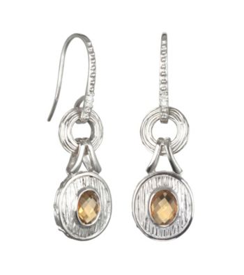 ARIVA Sterling Silver Citrine and Diamond Drop Earrings