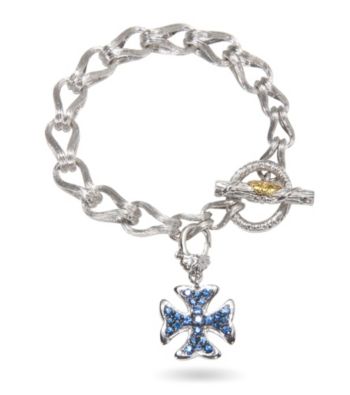 ARIVA Sterling Silver Blue Sapphire Maltese Cross Charm