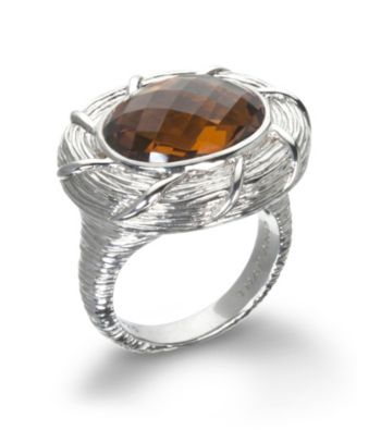 ARIVA Sterling Silver Bold Oval Faceted Gemstone Ring
