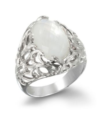 ARIVA Sterling Silver Mother of Pearl Silk Web Ring