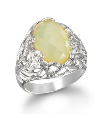 ARIVA Yellow Chalcedony Silk Web Sterling Silver Ring