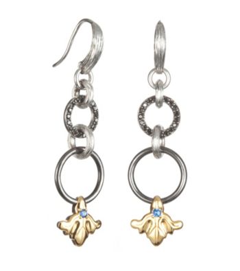 ARIVA Sterling Silver Black Diamond and 18K Gold Drop Earring