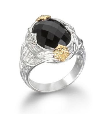 ARIVA Bold Oval Gemstone Sterling Silver and 18K Gold Ring