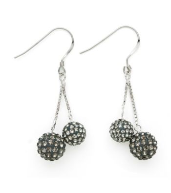 .925 Sterling Silver Gray Crystal Earrings