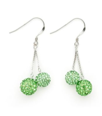 .925 Sterling Silver Light Green Crystal Earrings