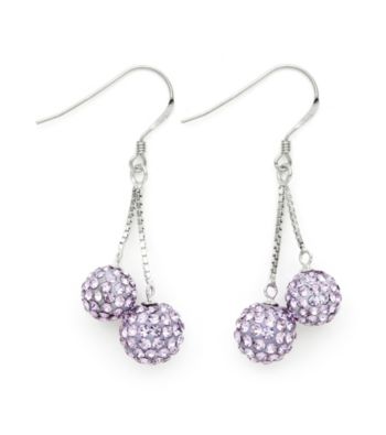 .925 Sterling Silver Purple Crystal Earrings