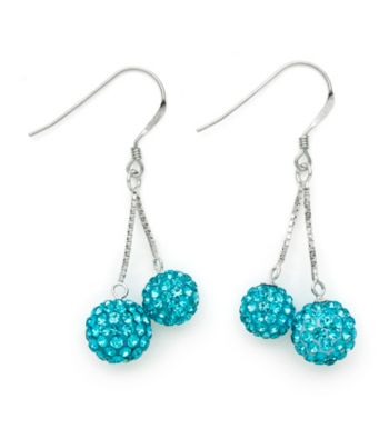 .925 Sterling Silver Blue Crystal Earrings