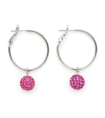 .925 Sterling Silver Pink Crystal Earrings