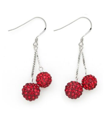 .925 Sterling Silver Red Crystal Earrings