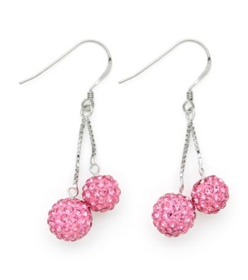 .925 Sterling Silver Pink Crystal Earrings