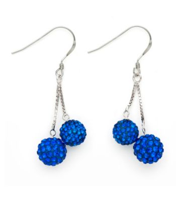 .925 Sterling Silver Blue Crystal Earrings