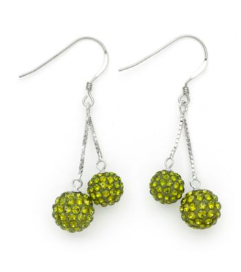 .925 Sterling Silver Light Green Crystal Earrings