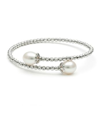 .925 Sterling Silver Fresh Water Pearl Crystal Bracelet