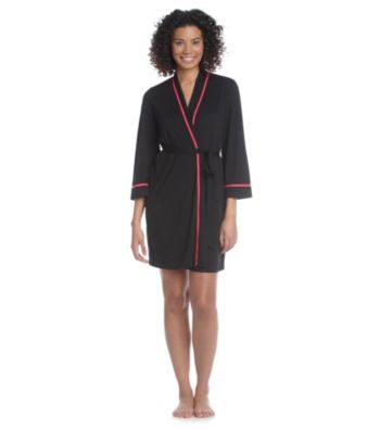 Linea Donatella® Knit Wrap Robe - Black