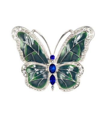 Napier® Silvertone Blue and Green Enamel Butterfly Pin
