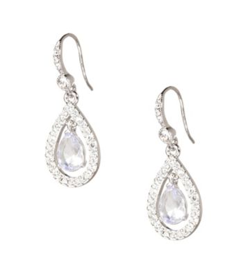 Carolee® Silvertone Pave Crystal Teardrop Earrings