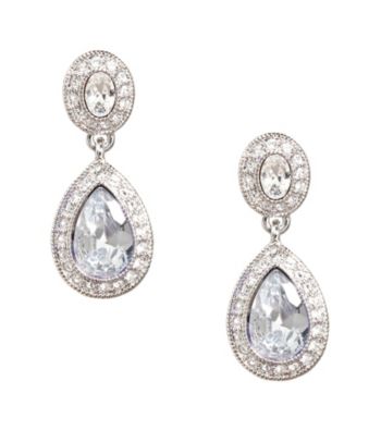 Carolee® Silvertone Pave Stone Drop Earrings
