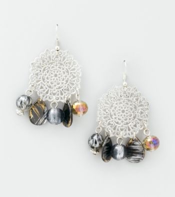 Erica Lyons® Silvertone/Grey Drop Pierced Earrings