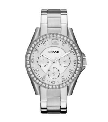 Fossil® Silvertone Riley Stainless Steel Watch