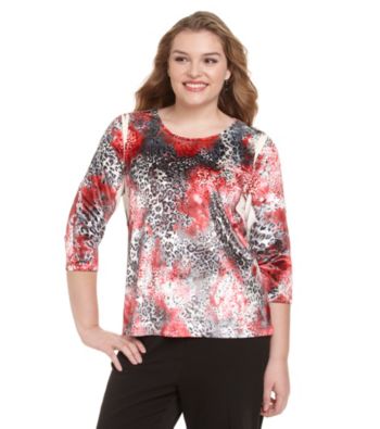 Laura Ashley® Plus Size Velvet Sublimation Top