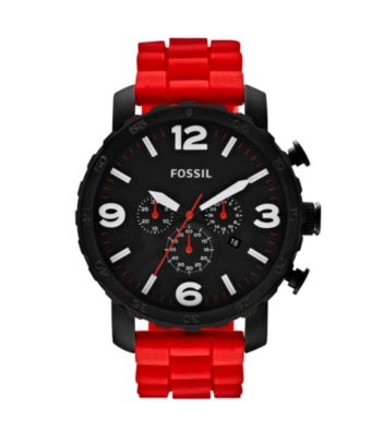Fossil® Nate Red Silicone Watch