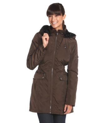 Laundry Zip-Front Cinch Waist Jacket with Faux Fur