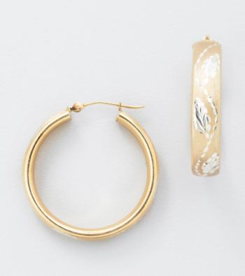 Auragento Leaf Design Hoop Pierced Earrings
