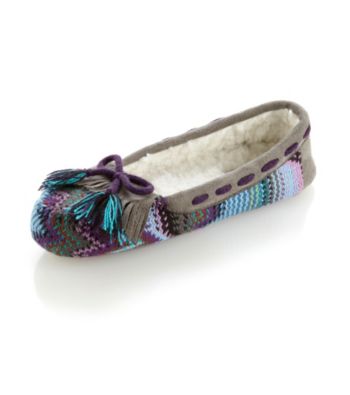 Steve Madden Zig Zag Moccasin Slippers - Blue Cool