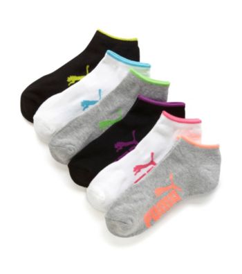 PUMA® 6-pk. Athletic Logo No Show Socks - White/Black/Grey