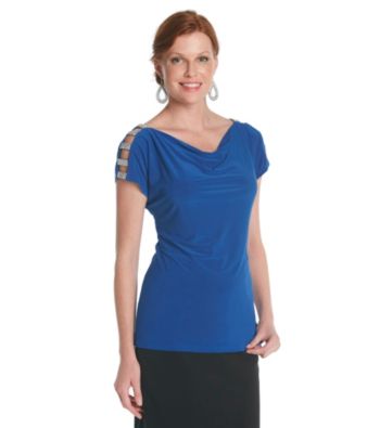 MSK® Cold Shoulder Rhinestone-Embellished Top