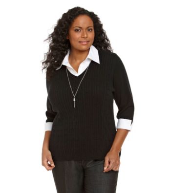 Notations® Plus Size Layered-Look Sweater