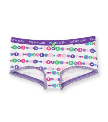 Calvin Klein Girls' 6-16 White Dot Logo Boyshort Panties