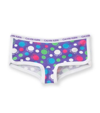 Calvin Klein Girls' 6-16 Purple Polka-Dot Boyshort Panties