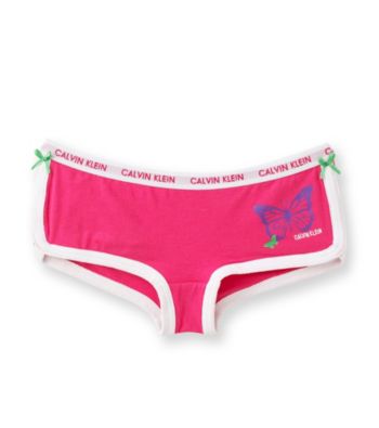 Calvin Klein Girls' 6-16 Pink Butterfly Boyshort Panties