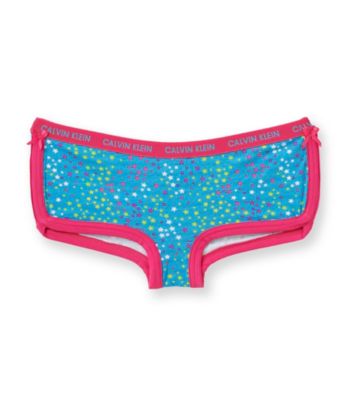 Calvin Klein Girls' 6-16 Pink/Blue Star Print Roller Boyshort Panties