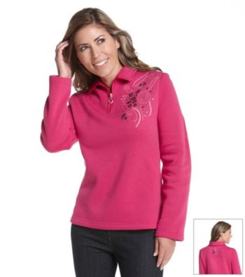Breckenridge® Petites' Embroidered Fleece Top
