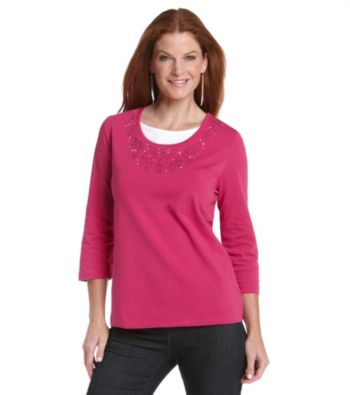 Breckenridge® Petites' Embroidered Layered-Look Top