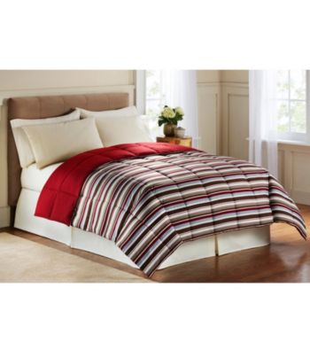 LivingQuarters Blue & Red Stripe Reversible Microfiber Down-Alternative Comforter