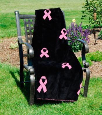 Denali® Pink Ribbons and Black Microplush Throw